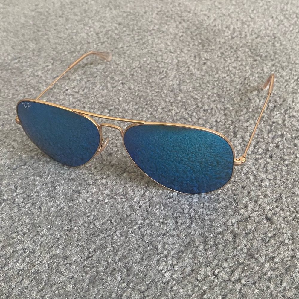 Ray Ban 62mm Blue Mirrored Aviator Sunglasses